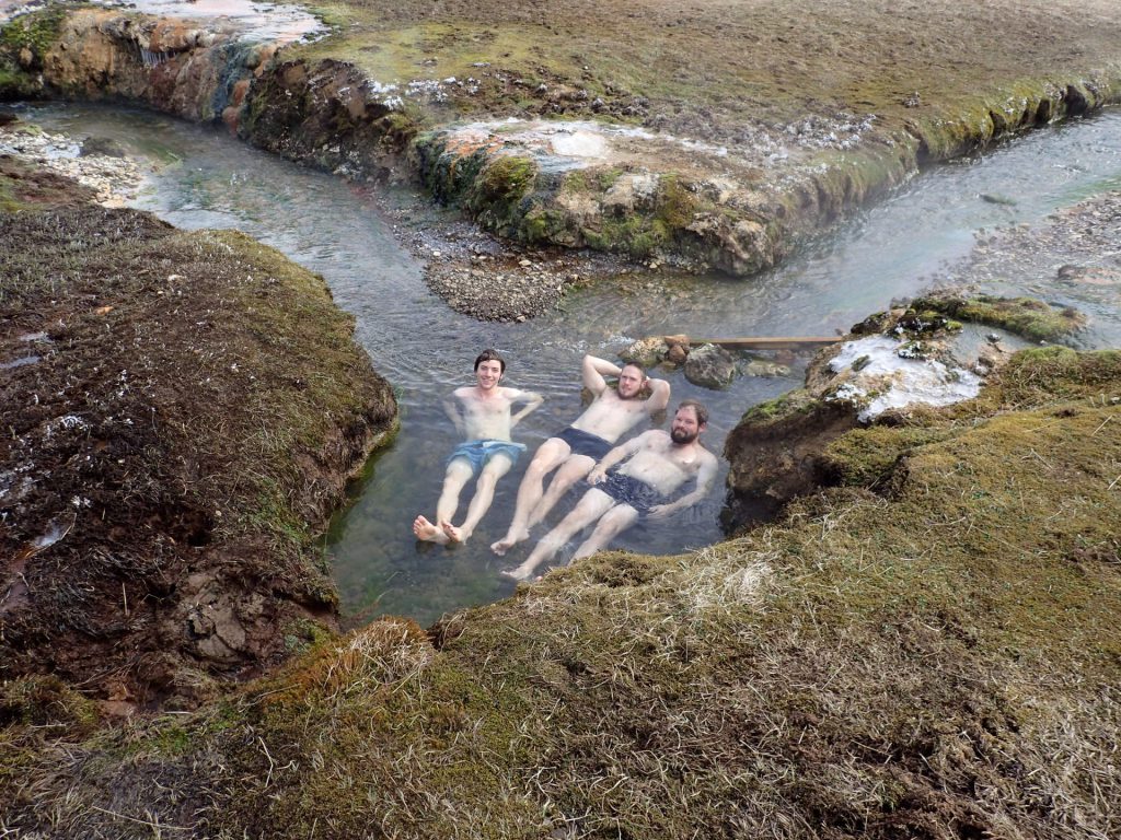 The geothermally heated river in Reykjadalur in Iceland