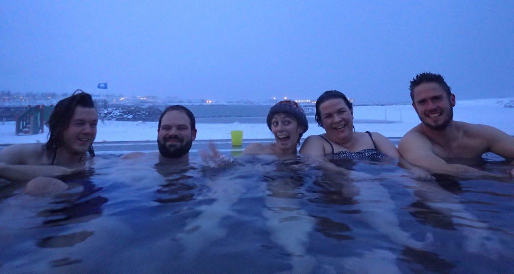 Some after work relaxation in Nauthólsvík hot spring in Reykjavík