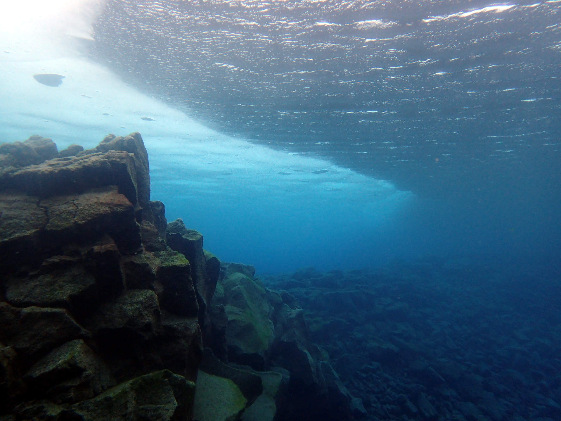 Diving in Davidsgjá in Iceland