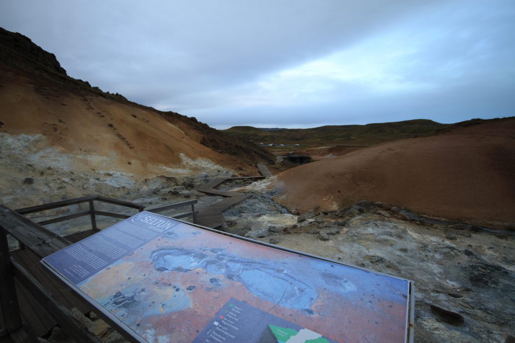 View from above over the Seltún geothermal area in Iceland