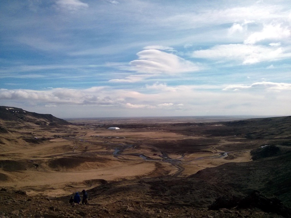 View at the Reykjadalur geothermal area in Iceland