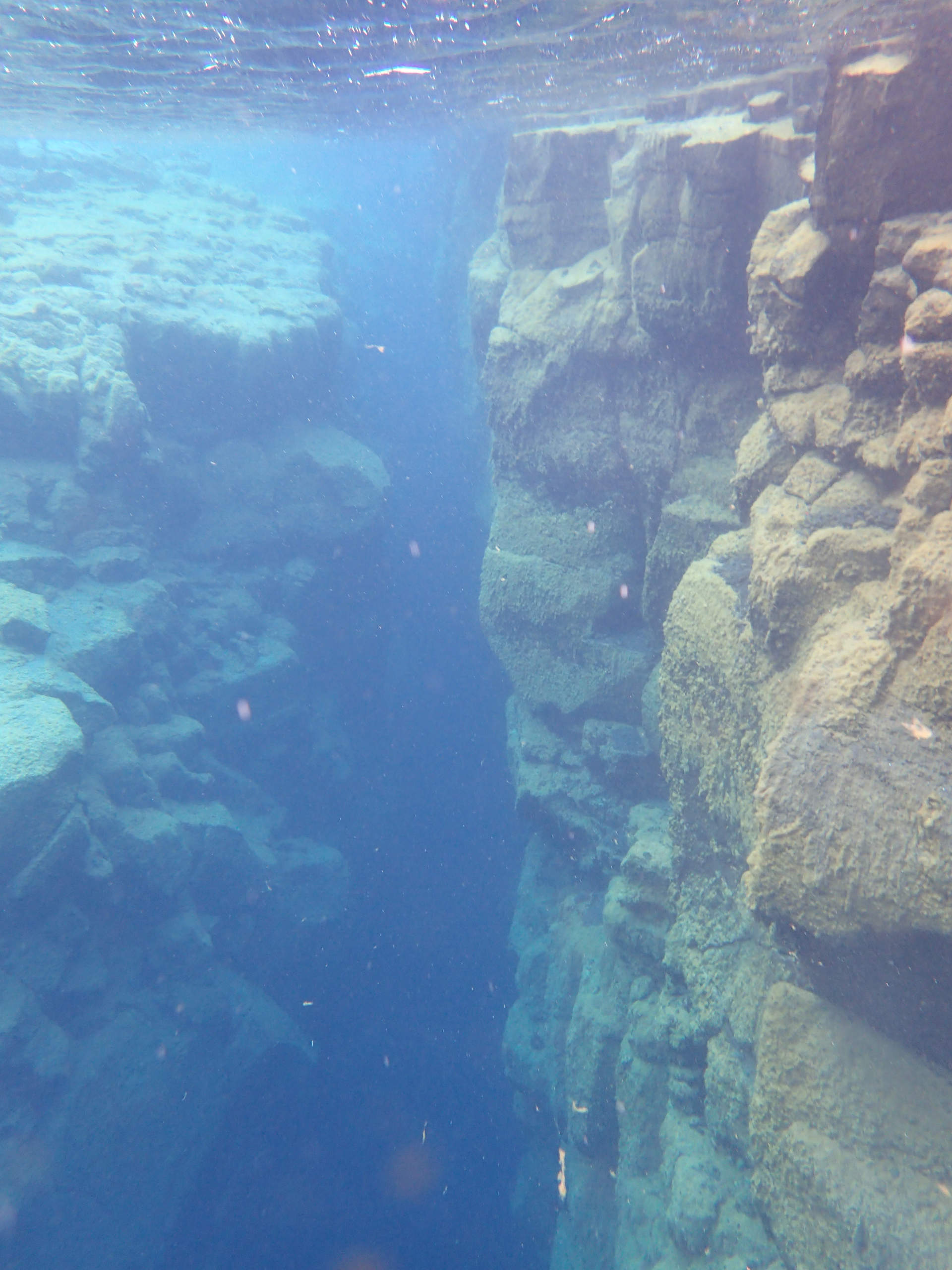 Diving in Bjarnagjá in Iceland