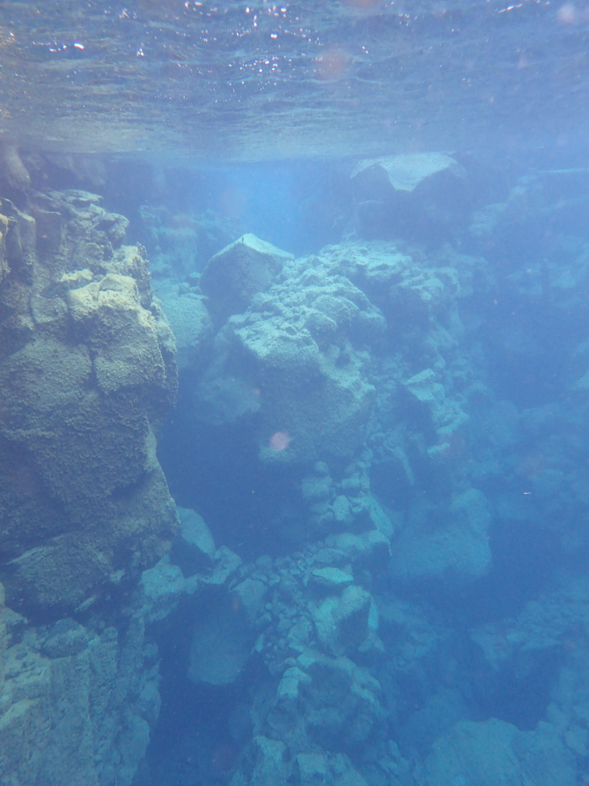 Diving in Bjarnagjá in Iceland